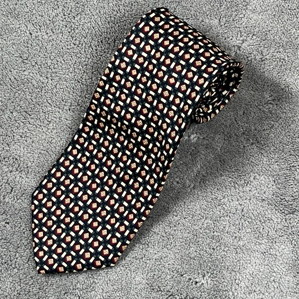 Brooks Brothers Men's Tie Multicolor Silk Geometric 1818 Designer Made In USA